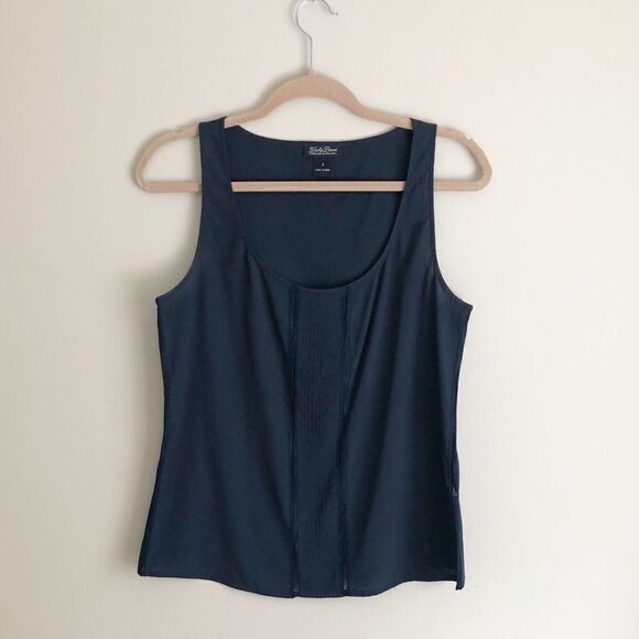 Lucky Brand Center Lace Silky Tank Top Navy Blue - Picture 1 of 8